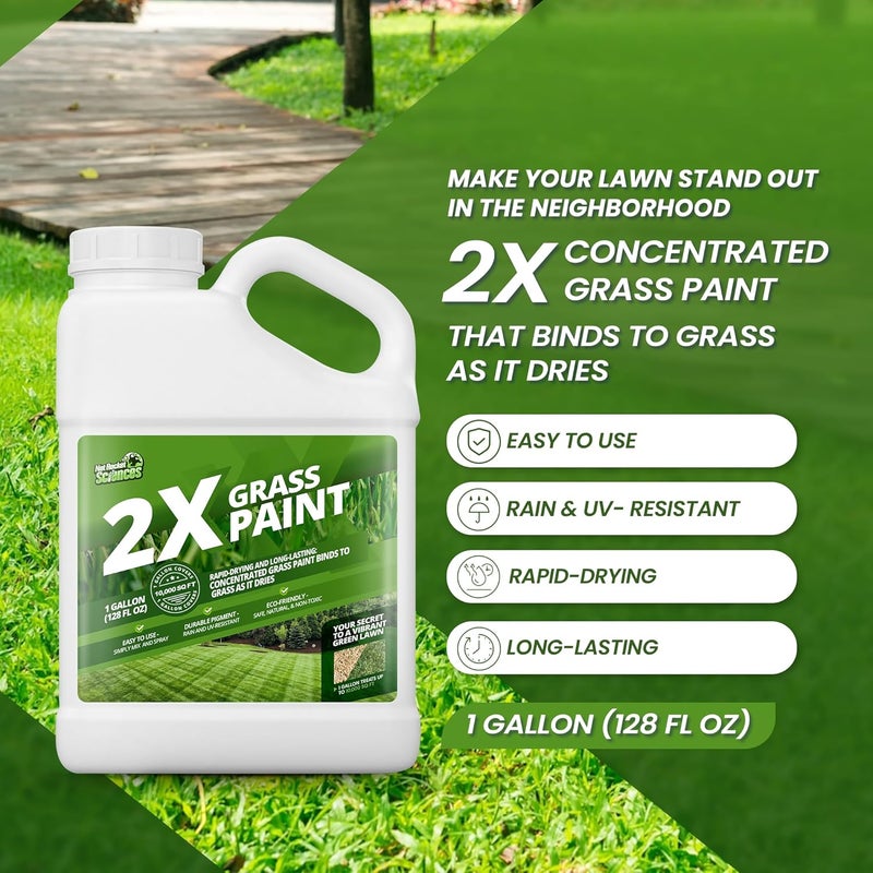 Not Rocket Sciences 2X Green Grass Paint for Lawn, Ideal Turf Paint for Grass & Green Lawn Paint to Renew Discolored Lawns, Concentrated Grass Spray Paint, Green Grass Lawn Spray for Vibrant, Green Lawns, 1 Gallon - Image 2